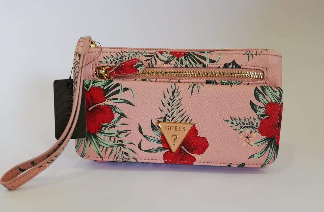 Cartera Guess color rosada con amapolas rojas The Gift Shop