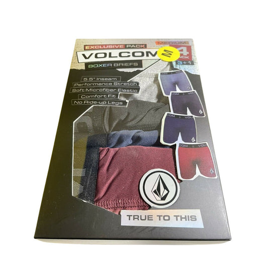 Boxer VOLCOM, 4 unid, color: gris, negro, azul y rojo. (M)