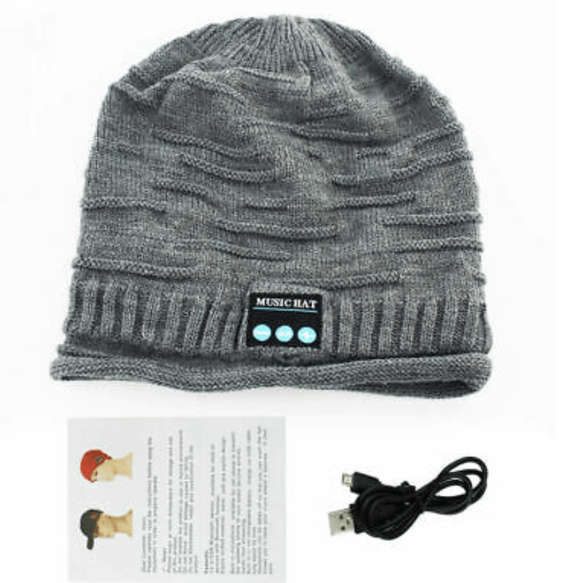 Gorro con audífonos integrados, varias funciones incluido bluetooth, color: Gris. - The Gift Shop Costa Rica