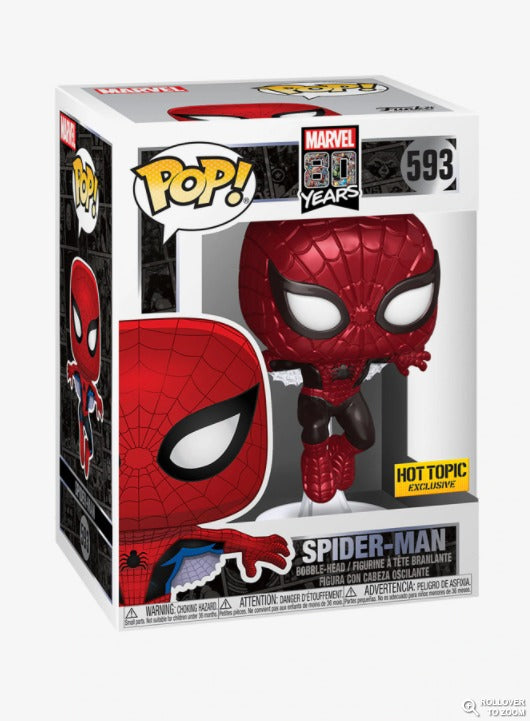 Funko - 593, Marvel 80 Years - First Appearance Spider-Man (Metallic)