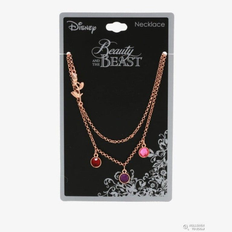 Collar Disney de la Bella Bestia, rosa gemas