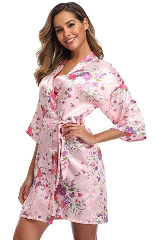 Bata corta, estilo Kimono para mujer, con manga 3/4, talla S